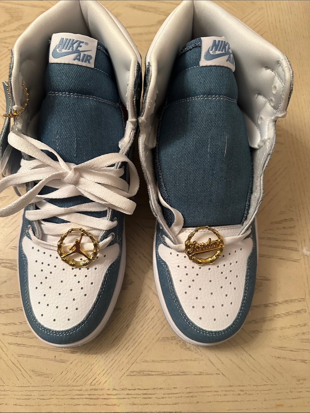 Nike Air High-Top Sneakers in Teal and White - Picture 3 of 8